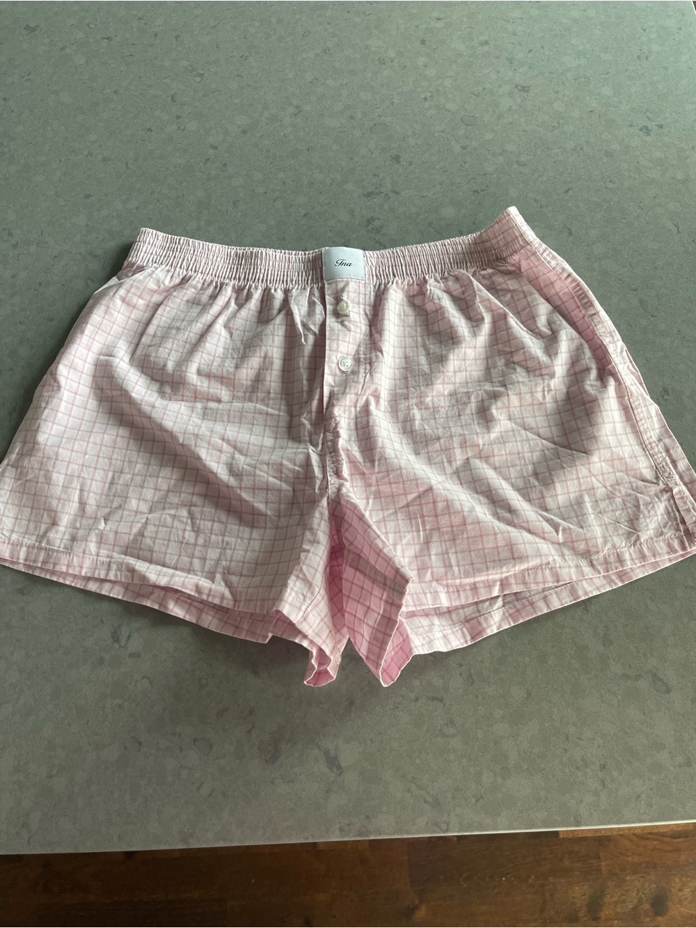 Aritzia TNA pink plaid boxer shorts